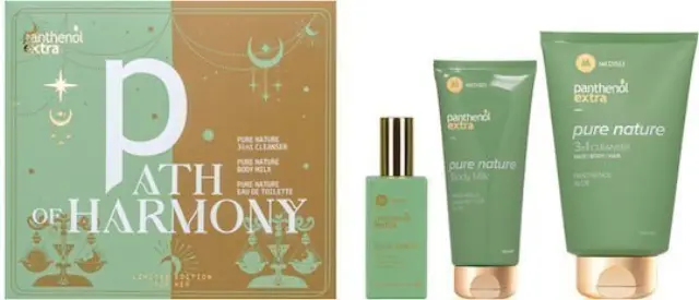 Panthenol Extra Promo Path of Harmony με Pure Nature 3in1 Cleanser Σαμπουάν - Αφρόλουτρο, 200ml & Pure Nature Body Milk Ενυδατικό Γαλάκτωμα Σώματος, 100ml & Pure Nature Eau De Toilette Γυναικείο Άρωμα, 50ml, 1σετ