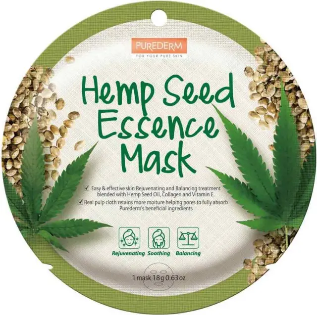 Purederm Hemp Seed Essence Mask Sheet Μάσκα Προσώπου Με Σπόρους Κάνναβης 18g