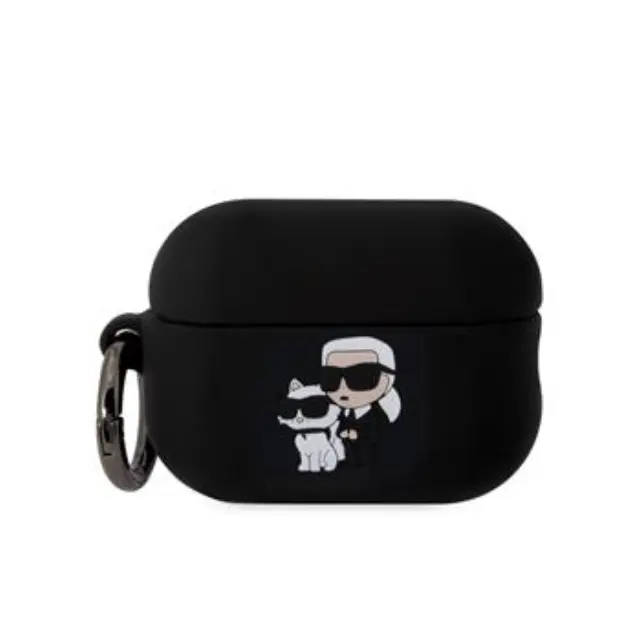 Karl Lagerfeld 3D Logo NFT Karl and Choupette Silicone Case for AirPods Pro 2 Black