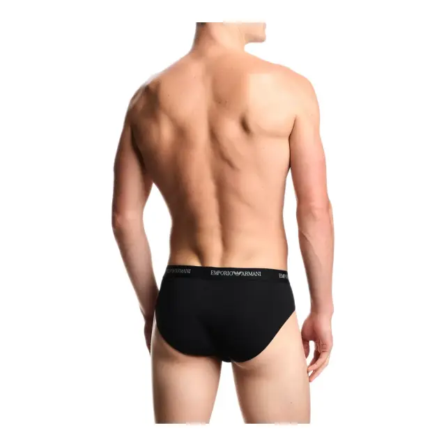 Emporio Armani Ανδρικό Slip Core Logo Waistband - Τριπλό Πακέτο, Χρώμα Μαύρο-Μαύρο-Μαύρο 3