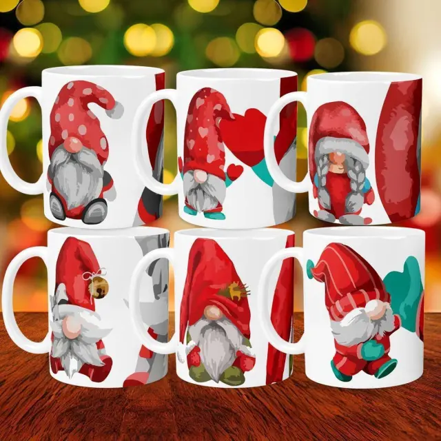 6 κούπες κεραμικές χριστουγεννιάτικες Christmas gnomes