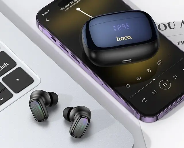 Hoco In-ear Bluetooth Handsfree Ακουστικά με Θήκη Φόρτισης Mαύρα EQ20 2