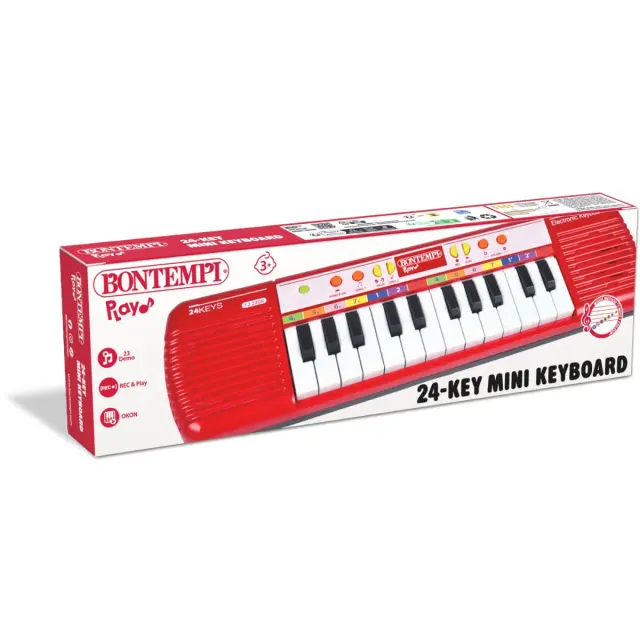 Bontempi Ηλεκτρονικό Mini Πιανάκι 24 Πλήκτρα Κόκκινο 122408 2