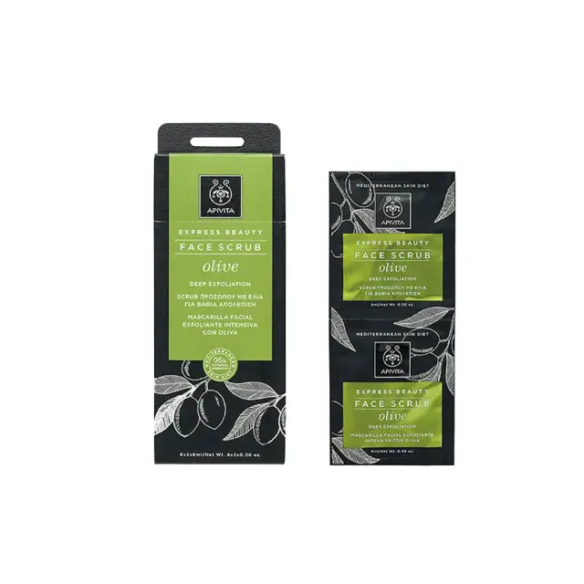 Apivita Express Beauty Scrub Προσώπου με Ελιά για Βαθιά Απολέπιση 2x8ml