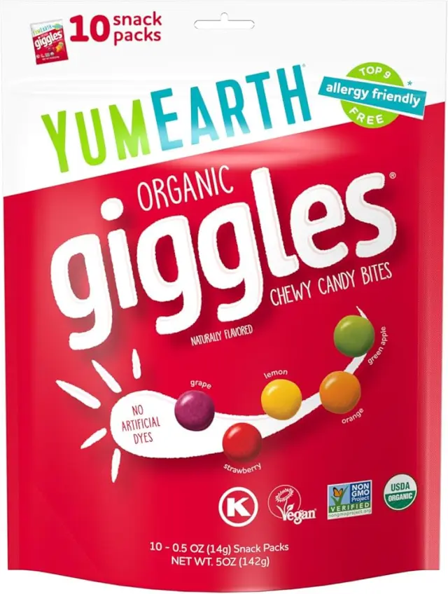 YumEarth | Organic Giggles Chewy Candy Bites | Βιολογικά Μαλακά Κουφετάκια με Γεύσεις Φρούτων | 50gr