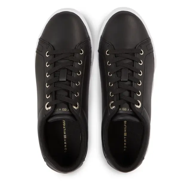 Tommy Hilfiger - Γυναικεία Αθλητικά Golden Hw Court Sneaker Black/Gold FW0FW07560-0GS Μαύρο - 36 3