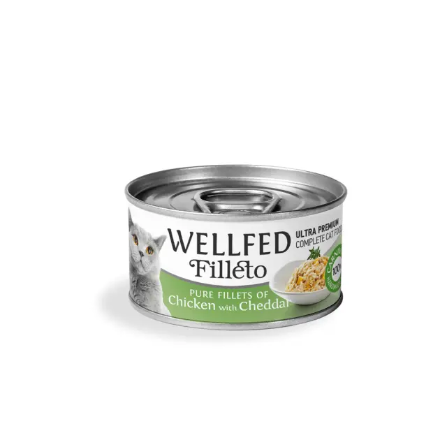Wellfed Κονσέρβα Γάτας Φιλέτο Κοτόπουλο & Cheddar 70gr