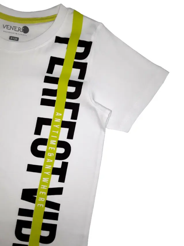 Μπλούζα T-shirt Κοντομάνικη Venere White Lime 8010652 - 10 Y 3