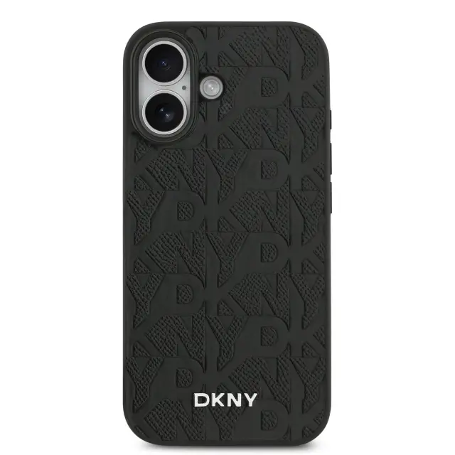 DKNY PU Leather Grid Pattern Magsafe Case for iPhone 17 Black 3