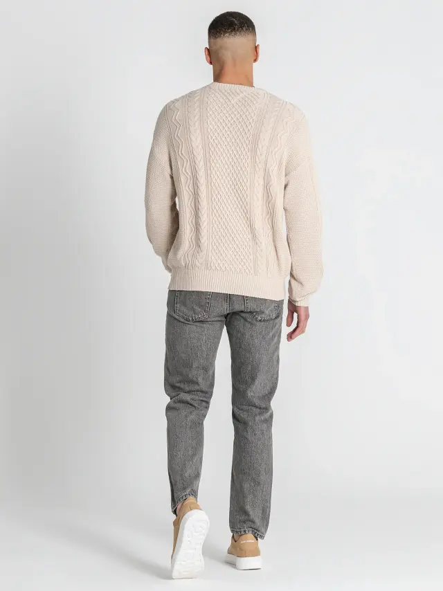 Gianni Kavanagh Ανδρικό CABLE Πλεκτό – Beige - XL 3