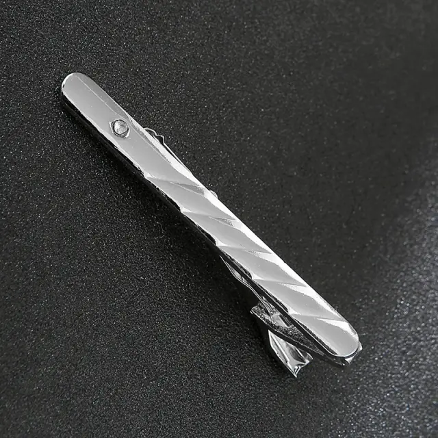 Ασημί Κλιπ Γραβάτας 6 cm με Στρας – LGD-TC/58 2