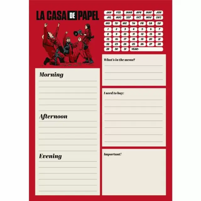 Καθημερινό Πλάνο To Do List A5 54 Φύλλα LA CASA DE PAPEL