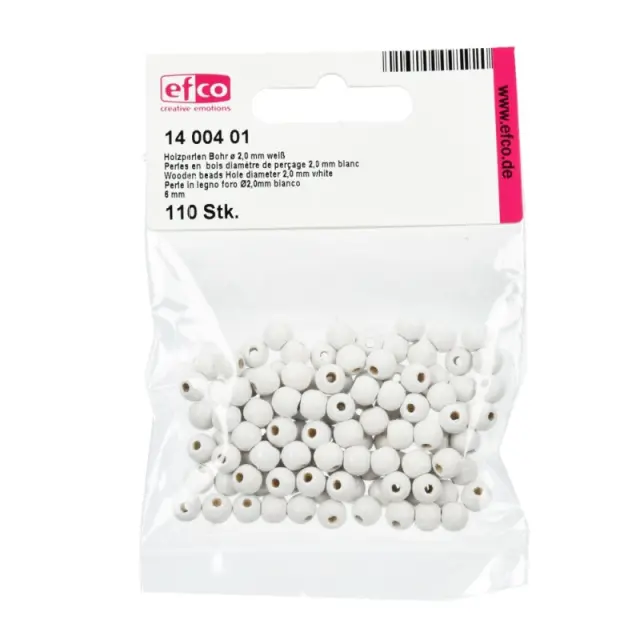 Efco Ξύλινες Χάντρες Ø6mm - White - 110τεμ