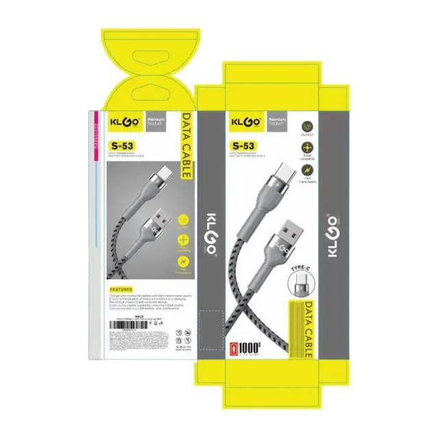 KLGO ΚΑΛΩΔΙΟ ΔΕΔΟΜΕΝΩΝ USB ΣΕ TYPE-C 1m S-53