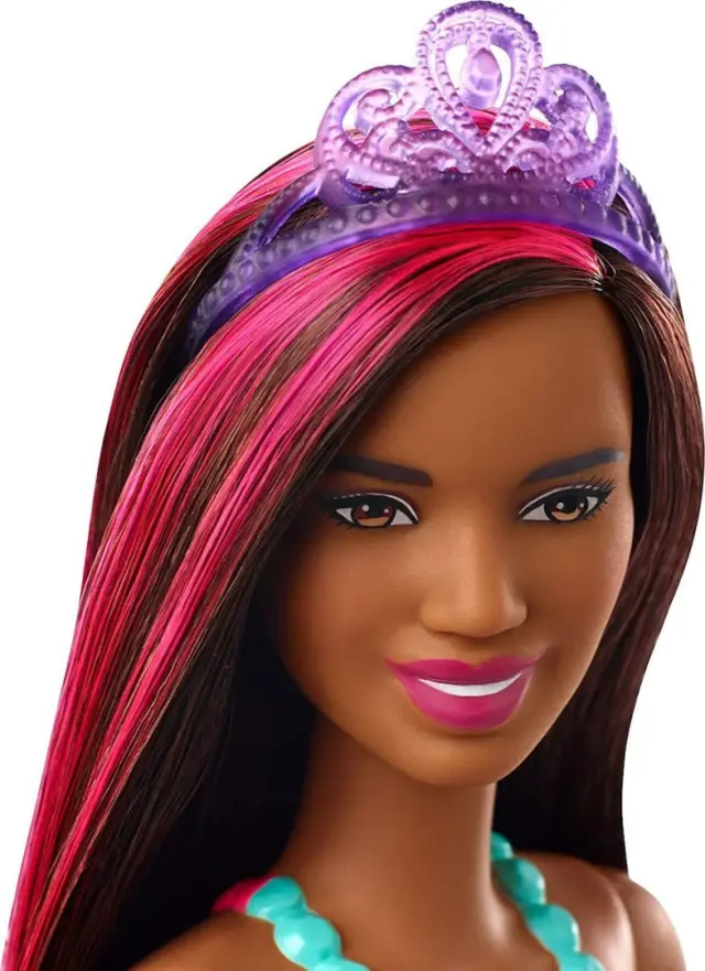 Mattel Barbie: Dreamtopia - Κούκλα Πριγκίπισσας Μελαχρινή Σκούρο Δέρμα με Ροζ Ραβδωτά Μαλλιά (GJK15) 3