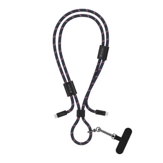 Καλώδιο Σύνδεσης USB 2.0 Devia EC428 Woven Adjustable Lanyard USB C σε USB C PD 60W 1.6m Cable Pro5 Σκούρο Μπλε N68615