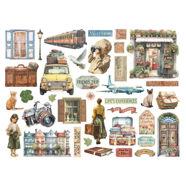 Die Cuts Stamperia, Art of Travelling 2