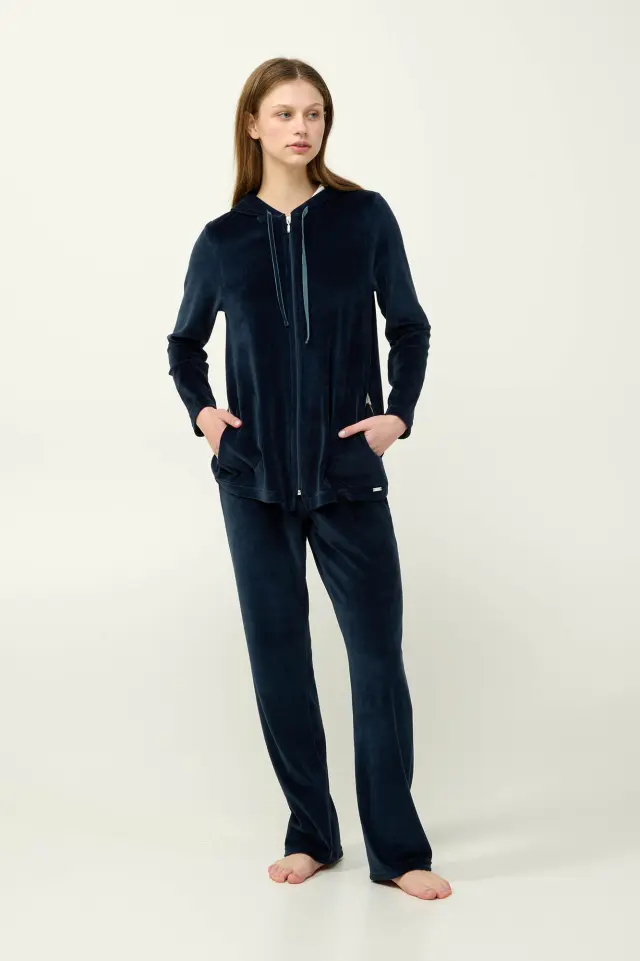 Γυναικεία Χειμερινή Φόρμα Set με Κουκούλα Vamp 23116 BLUE BLAZER