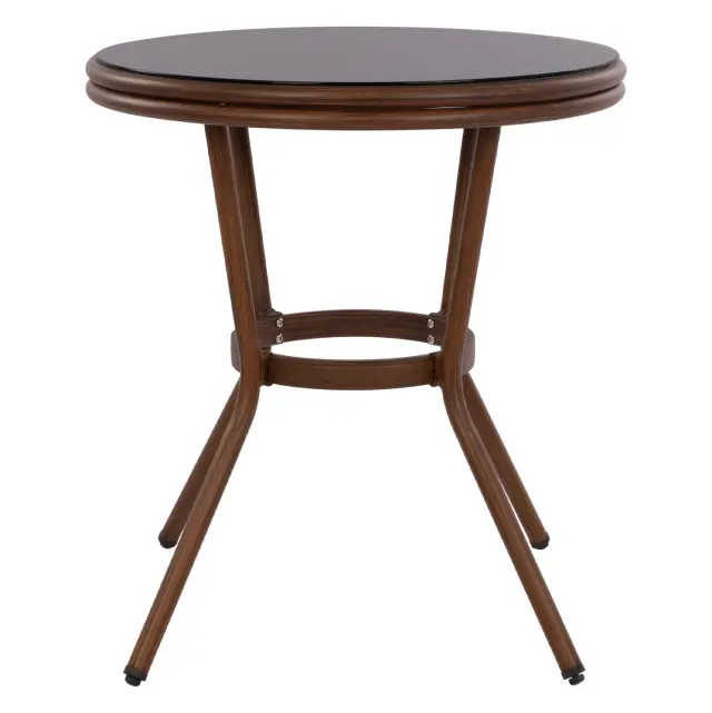 ΤΡΑΠΕΖΙ ΑΛΟΥΜΙΝΙΟΥ Φ70x76 εκ. BAMBOO FB95532.03 ΚΑΦΕ ΜΕ ΓΥΑΛΙ 3