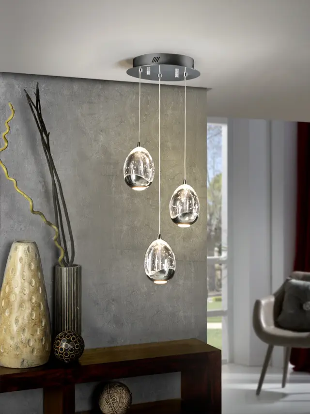 ROCIO CHROMED LAMP Ø25 3LED φωτιστικό κρεμαστό Χρώμιο