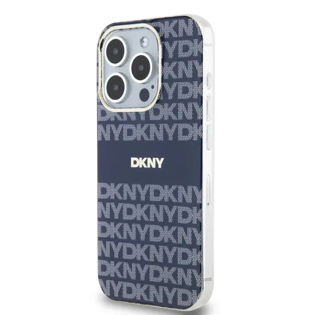 DKNY PC/TPU Repeat Pattern Tonal Stripe Magsafe Case for iPhone 13 Pro Blue 3