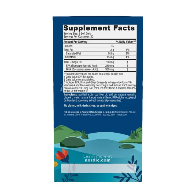 Nordic Naturals Arctic Cod Liver Oil lemon, 90-softgels 2