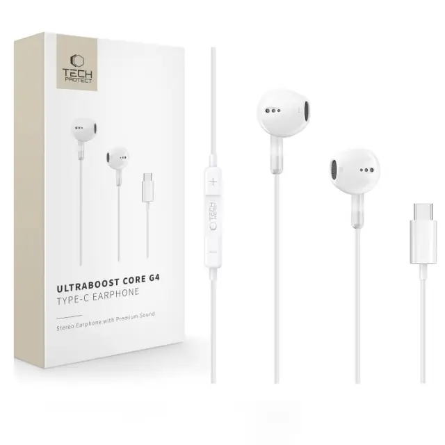 Tech-Protect® Core G4 Ultraboost Ενσύρματα Ακουστικά με USB-C- White