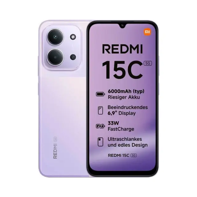 Xiaomi Redmi 15C 5G Purple 4/128GB (MZB0LLJEU) (XIAMZB0LLJEU) XIAOMI Mobiles