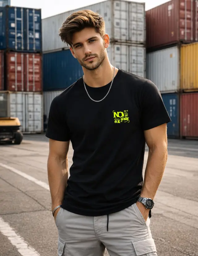 T-shirt Noshame® Μαύρο με τύπωμα Smile - 132558 - XXL
