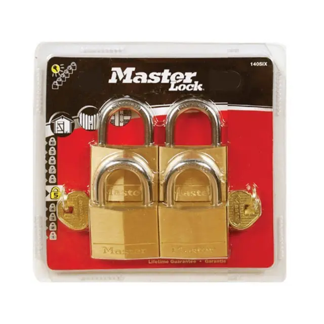 Master Lock 140EURQNOP - Σετ 4 Λουκέτα Μπρούτζινα 40mm με Ίδιο Κλειδί