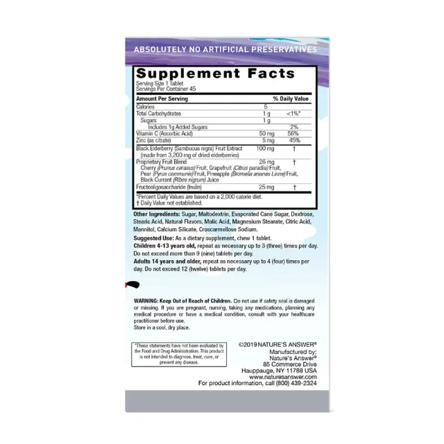 Nature's Answer Kids Sambucus Chewables 2