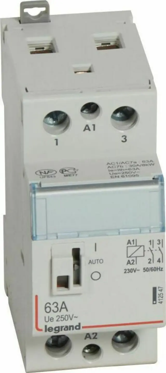 Power contactor CX³ - with 230 V~ coll and handle - 2P - 250 V~ - 63 A - 2 N/O