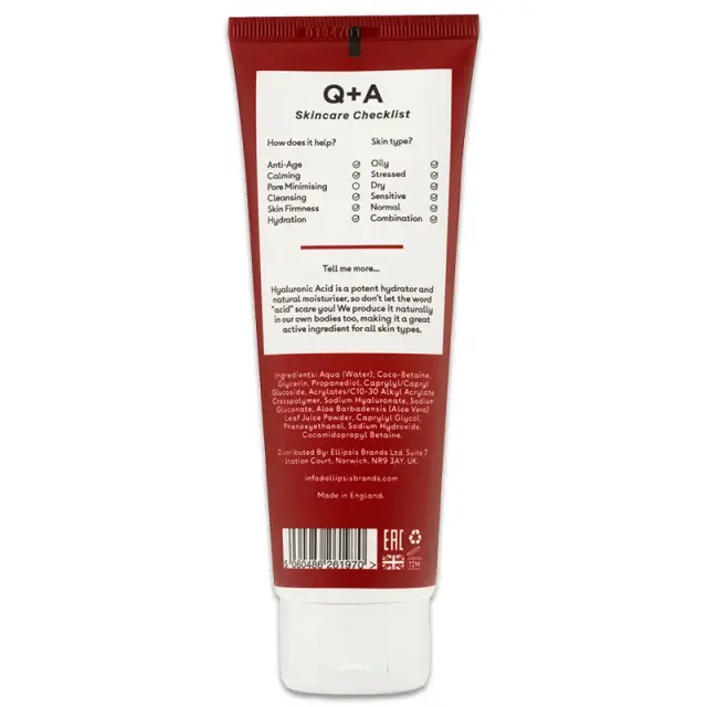 Q+A Hyaluronic Acid Hydrating Cleanser Καθαριστικό Προσώπου με Υαλουρονικό Οξύ, 125ml 3