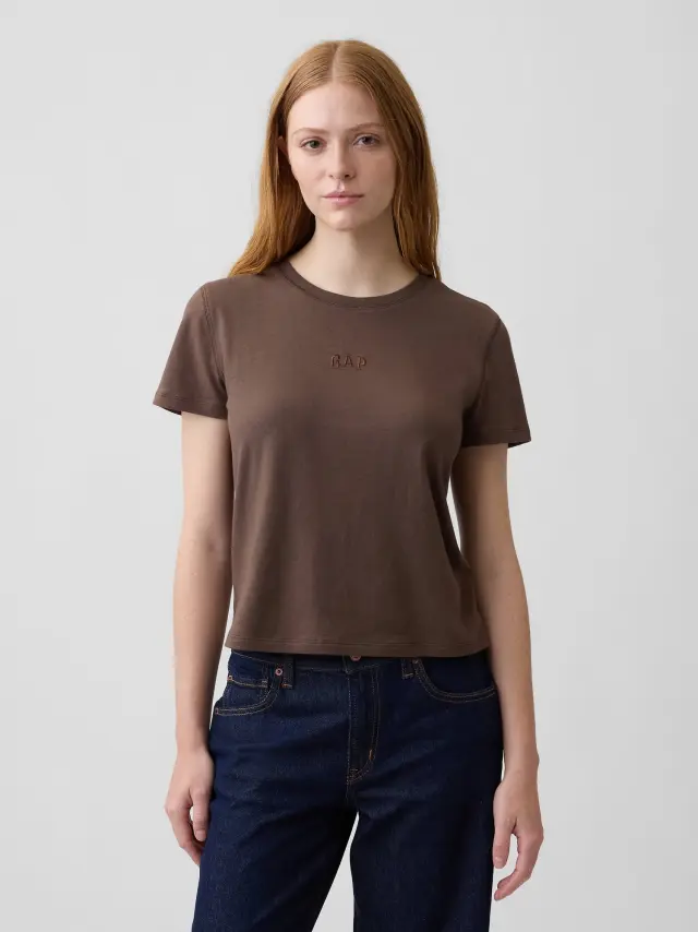Γυναικεία Μπλούζα Authentic Shrunken με Λογότυπο από 100% Βαμβάκι COOL BROWN 959
