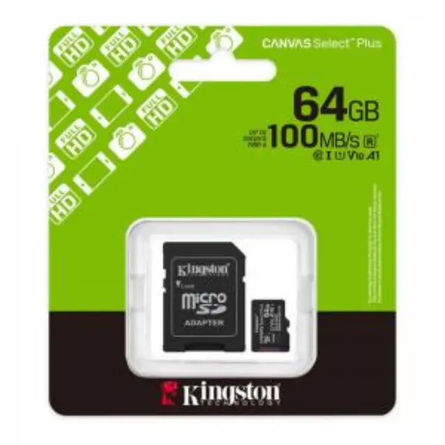 Κάρτα Μνήμης Kingston Canvas Select Plus+ MicroSDXC 64GB Class 10 με SD Adapter έως 100MB/s SDCS3/64GB 3