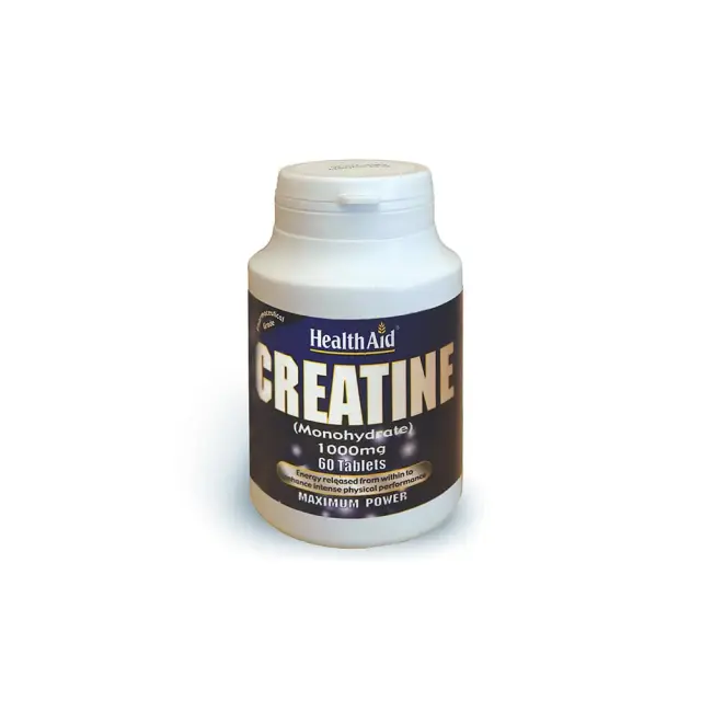 Health Aid Creatine Monohydrate 1000mg Συμπλήρωμα Διατροφής Mε Κρεατίνη Για Ενίσχυση της Μυϊκής Μάζας 60 ταμπλέτες