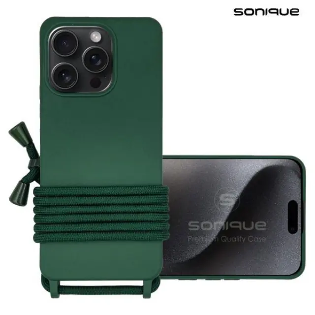 Θήκη Σιλικόνης με Κορδόνι CarryHang Sonique Apple iPhone 16 Pro Max Πράσινο Σκούρο