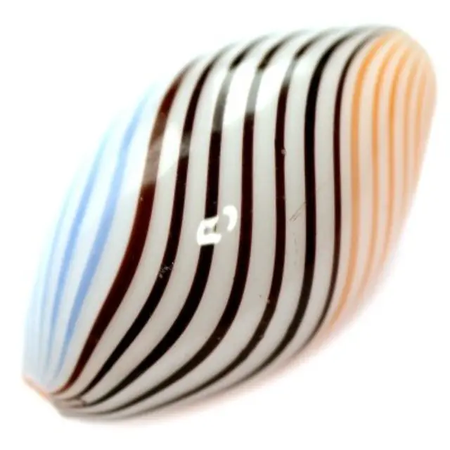 Χάντρα Γυάλινη Κούφια Blue Black Orange ~30x20mm - 2τεμ