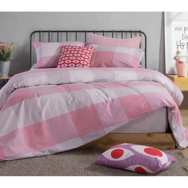 Σετ Σεντόνια Διπλά 4 Τεμαχίων Nef-Nef Casual Check Rose 200x270