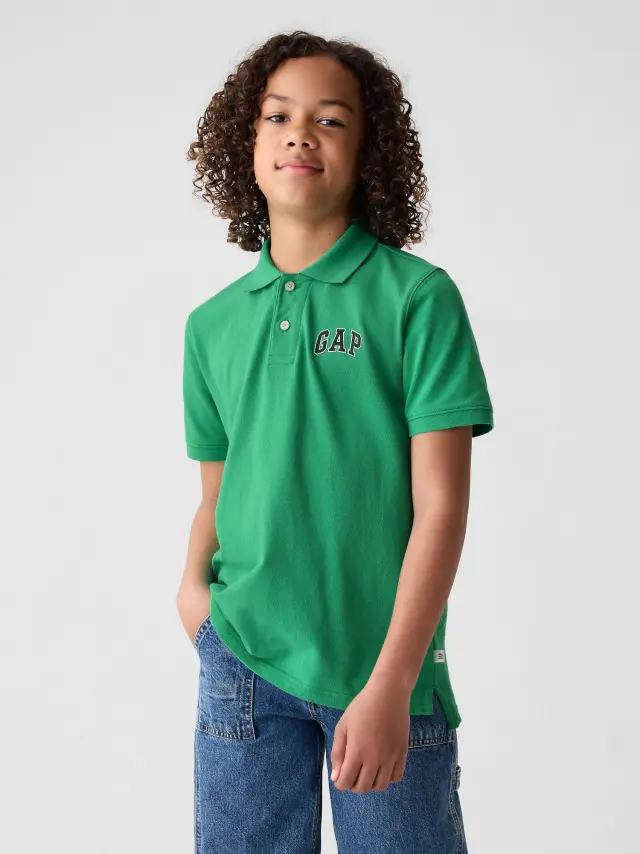 Πράσινη Παιδική Gap Logo Pique Πόλο Μπλούζα green - S