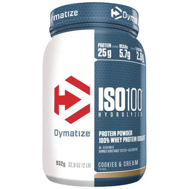 Dymatize ISO 100 Hydrolyzed Πρωτεΐνη Ορού Γάλακτος Χωρίς Γλουτένη με Γεύση Cookies & Cream 932gr