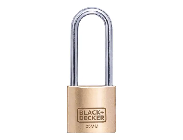 Λουκέτο ασφαλείας μακρύλαιμο Black+Decker με 3 κλειδιά - 25mm 8301100000000000
