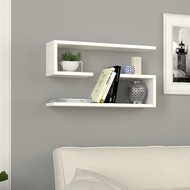 Ραφιέρα τοίχου Jenika Megapap 2 τεμαχίων χρώμα ανθρακί 60x14,5x18εκ.