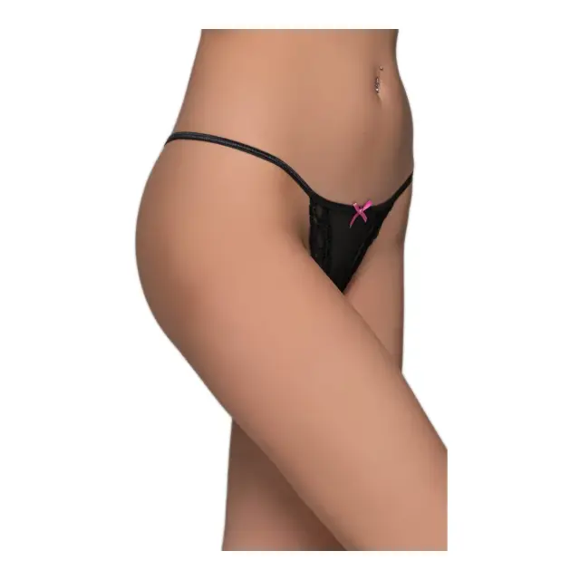Milena Γυναικείo Micro G-String Τούλι & Δαντέλα, Χρώμα Μαύρο - M 3