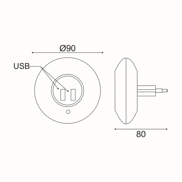 LED ΛΑΜΠΑΚΙ ΝΥΚΤΟΣ 1W 4000K ΜΕ 2 USB ΘΥΡΕΣ, ΔΙΑΚΟΠΤΗ ON/OFF K AUTO MODE, ΛΕΥΚΟ ΠΛΑΣΤΙΚΟ 230V IP20 / SF78LED 3