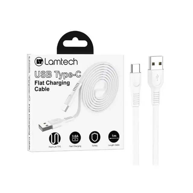 LAMTECH TYPE-C 3.0A FLAT CHARGING CABLE 1M