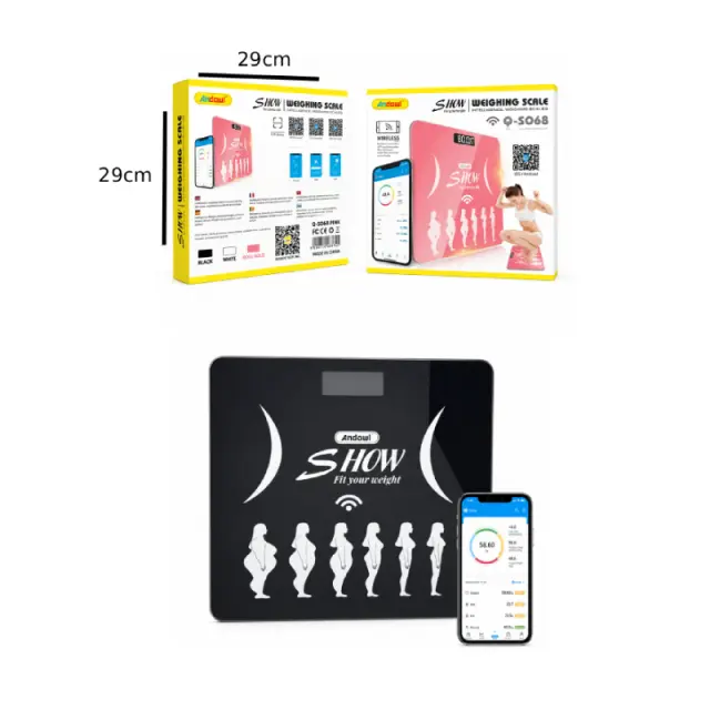 Andowl Έξυπνη Ψηφιακή Ζυγαριά Σώματος με Bluetooth & Ανάλυση Σωματικών Δεικτών Q-S068 - Smart Bluetooth Body Composition Scale 0751224 2