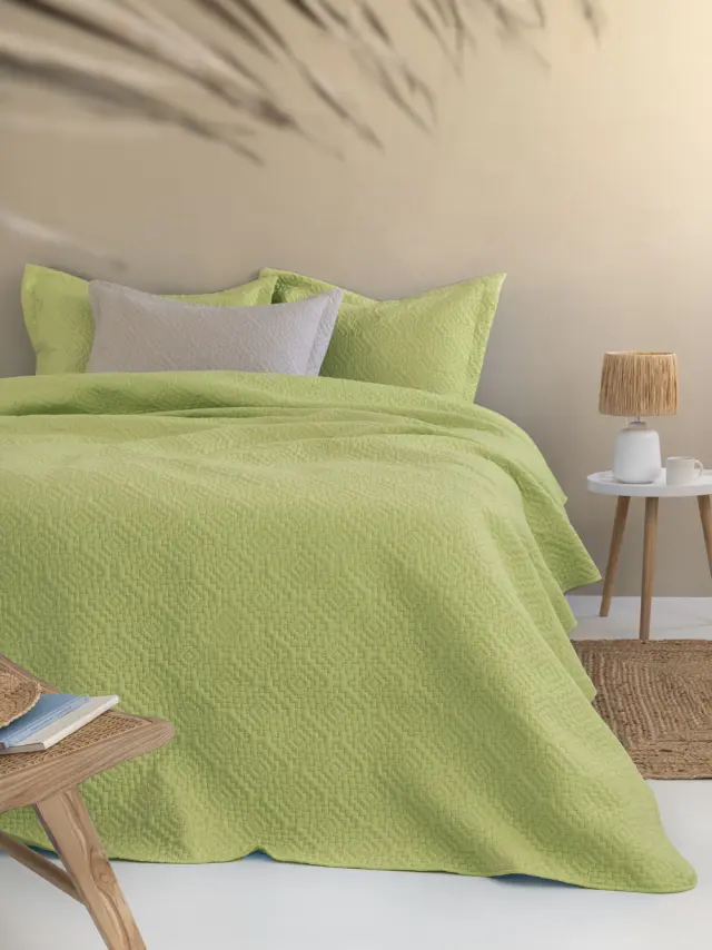 Κουβερλί Υπέρδιπλο 220x240 Palamaiki Karen 100% Microfiber- Green
