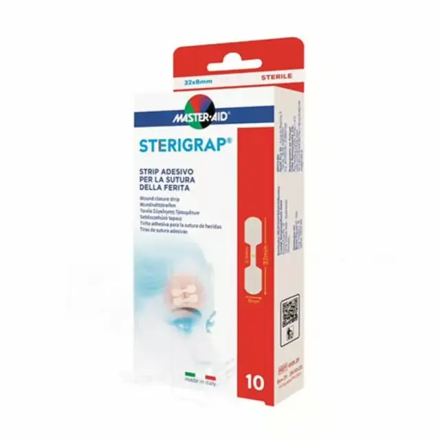 Master Aid Sterigrap Αποστειρωμένα Αυτοκόλλητα Επιθέματα (32x8mm), 10 τεμάχια