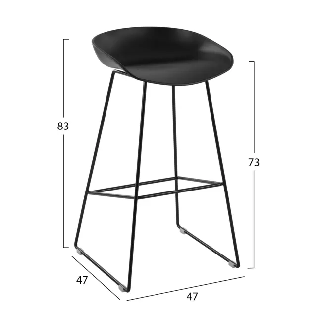 ΣΚΑΜΠΟ ΜΕΤΑΛΛΙΚΟ FB98450.02 ΜΕ ΚΑΘΙΣΜΑ PP ΜΑΥΡΟ 47x47x83 εκ. 2